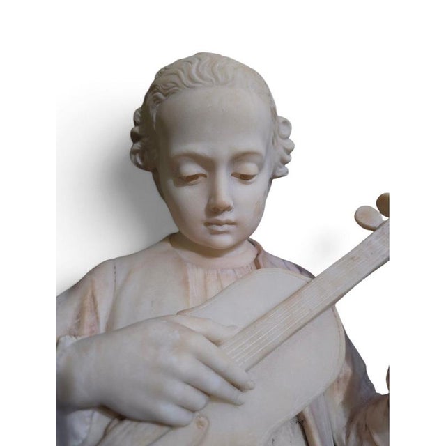 Gold Grand Tour Alabaster Sculpture of Young Mozart Playing The, 1850, Alabaster For Sale - Image 8 of 17