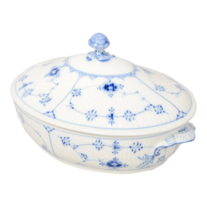 Vintage Royal Copenhagen Blue Fluted Plain Tureen Covered Bowl