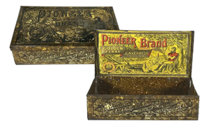 Antique Pioneer Tobacco Tin: Richmond Cavendish Golden Flake Litho Box