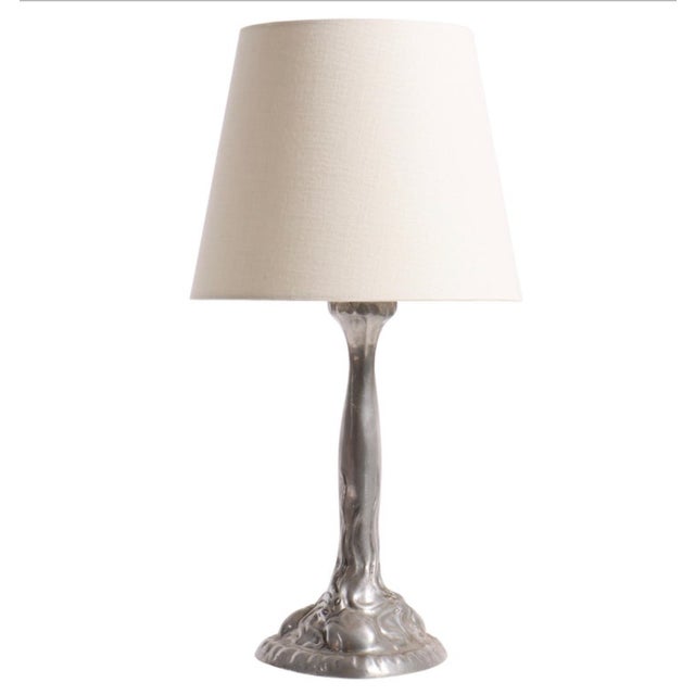 Cream Art Nouveau Danish Pewter Table Lamp by Hertz and Mogens Ballin, 1925 For Sale - Image 8 of 9