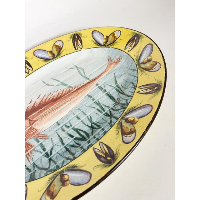 Ceramic Ceramic Dish with Fish Decoration, France, 1960s For Sale - Image 7 of 16