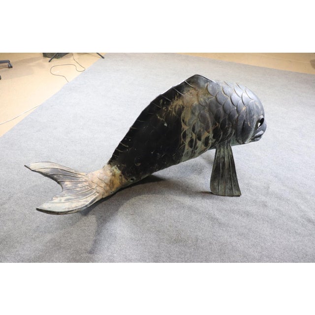 Monumental Brass or Bronze Fish or Koi Statue For Sale In Philadelphia - Image 6 of 8