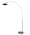 Rancho Mirage Float Arc Lamp - Modern Satin Nickel, Black Marble Base, Fleur Matte Black Shade, Mid Century Floor Lamp, Dimmable For Sale