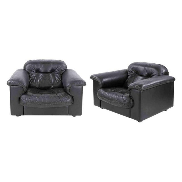 Set of Black Leather DS-110 Armchairs from De Sede, 1970s For Sale - Image 9 of 9