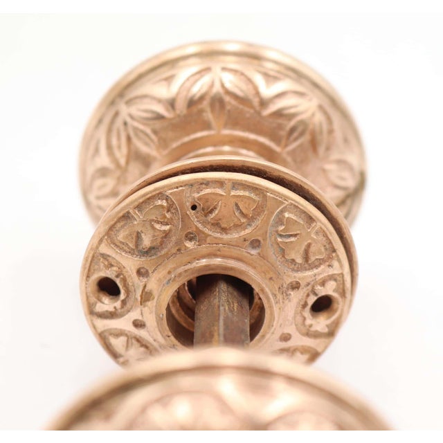 Traditional Antique 1870s Polished Brass Vernacular Door Knob Set For Sale - Image 3 of 7