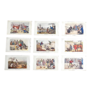Bizarre 19th Century British Sports - Authentic Antique (c.1903) Diminutive British Sporting Lithographs - Set of 9