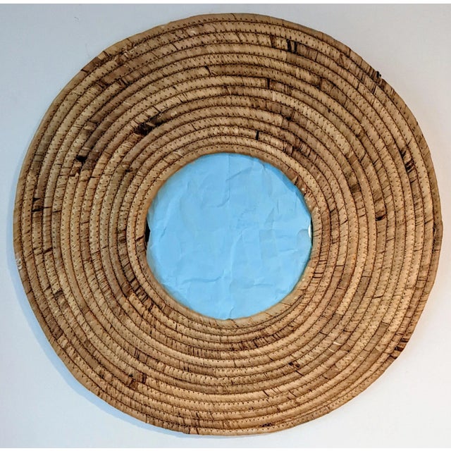 Woven Seagrass Coastal Circle Wall Mirror For Sale In Providence - Image 6 of 12