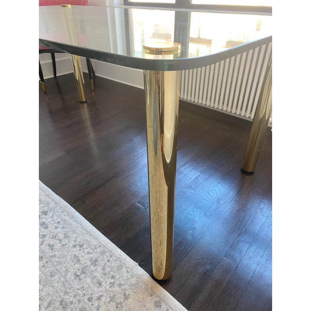 Mid-Century Modern 1970s Pace Collection Mid-Century Modern Glass and Brass Dining Table For Sale - Image 3 of 7