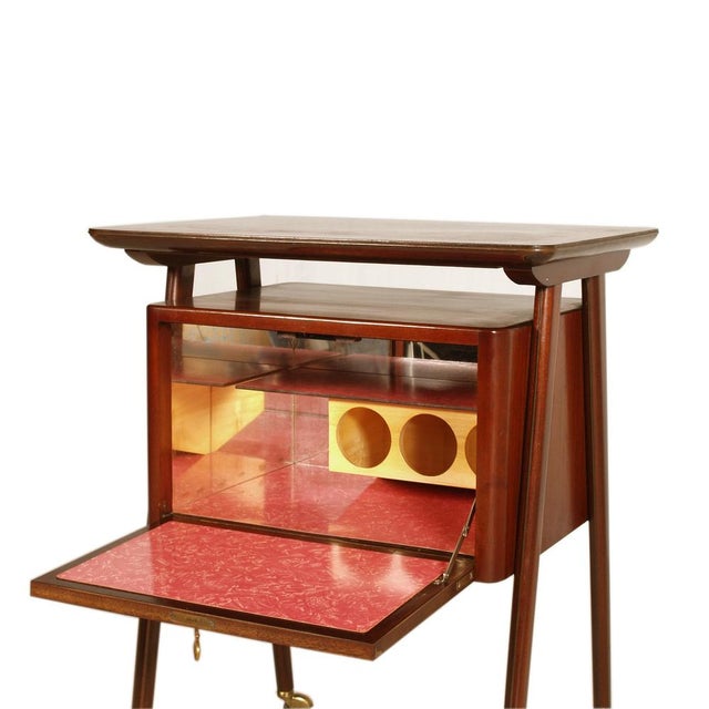 1950s Mid-Century Teak Bar Cart attributed to Ico Parisi for Mim Roma, 1950s For Sale - Image 5 of 7