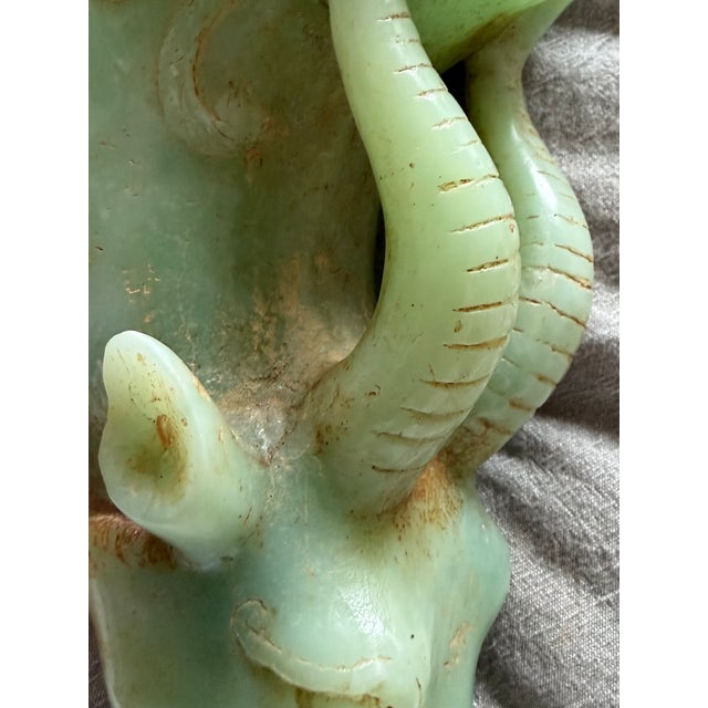 Antique Jadite “Jue” Libation Cup in the Form of a Water Buffalo. For Sale - Image 4 of 11