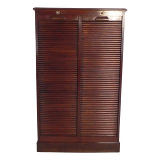 Oak Roller Shutter Cabinet, 1920s For Sale