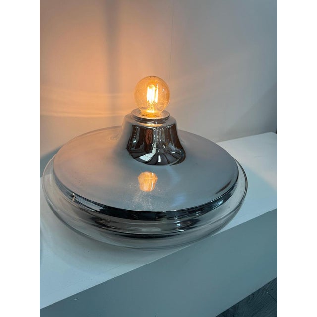 Space Age Glass and Chrome Dome Table Lamp from VeArt, 1970s For Sale - Image 4 of 8