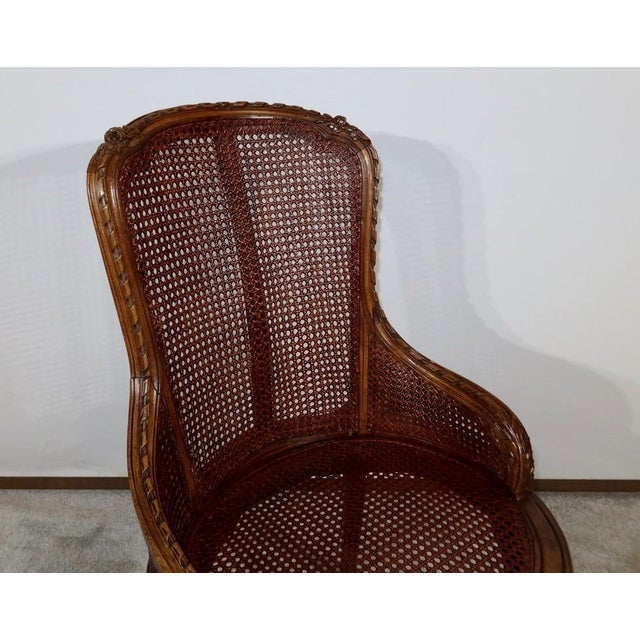 Brown Louis XVI Style Office Armchair in Beech, 1900s For Sale - Image 8 of 18