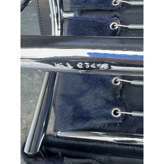 LC1 Blue and Black Ponyskin Armchair by Le Corbusier for Cassina, 1990s For Sale - Image 12 of 13