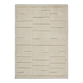 Rug & Kilim's Scandinavian Rug in Beige and Cream with Geometric Pattern For Sale