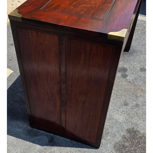 English Regency Rosewood Writing Table With Elaborate Brass Wire Inlay and Brass Corner Mounts, Circa 1830 For Sale - Image 12 of 14