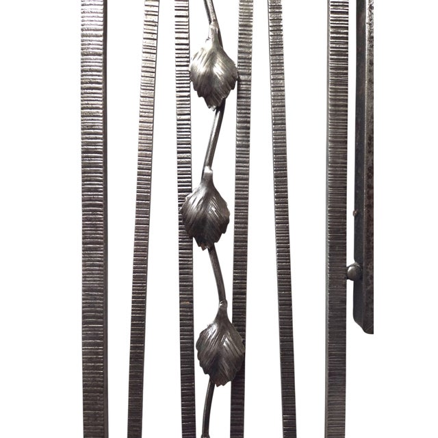 1920s Original French Art Deco Hammered Iron Halltree, Coat Rack W/ Mirror, Shelf, Rose Trellis For Sale - Image 18 of 18