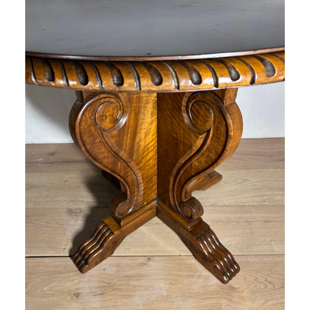 Neoclassical Revival Round Walnut Side Table, 1920s For Sale - Image 9 of 11