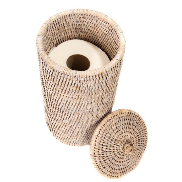 Artifacts Rattan Double Toilet Roll Holder in White Wash For Sale In Houston - Image 6 of 8