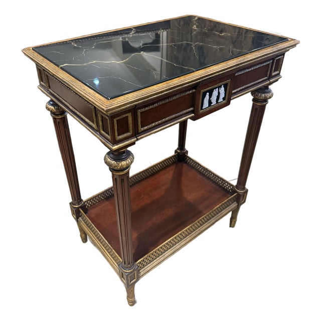 Mahogany and Gilt Console/Side Table With Faux Marble Top For Sale