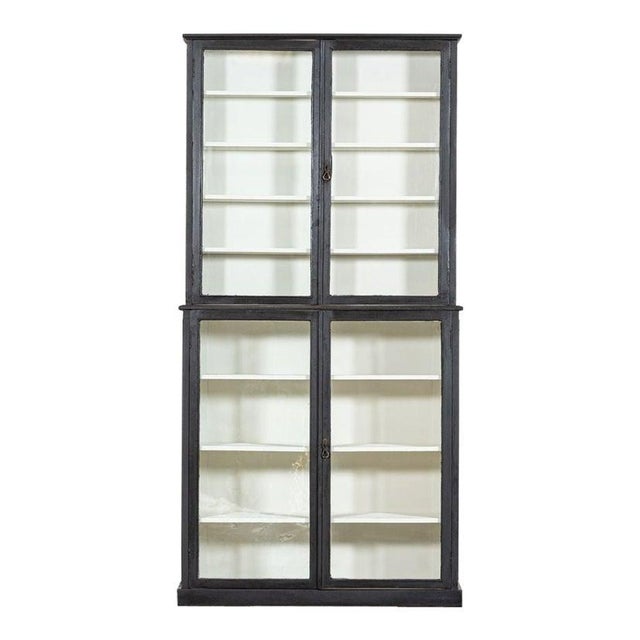 circa 1900 English painted glazed shop display cabinet / vitrine. Measures: W87 x D34 x H174 cm