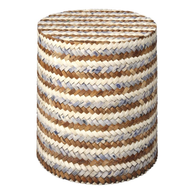 Jamie Young Interwoven Wood & Buffalo Bone Side Table For Sale