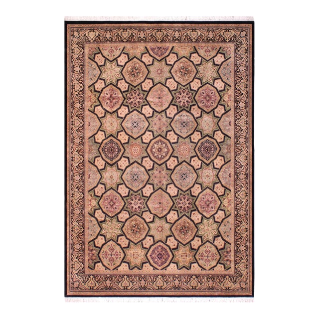 1990's Abstract Pak-Persian Black/Multi Wool Rug - 9'1'' X 12'1'' For Sale