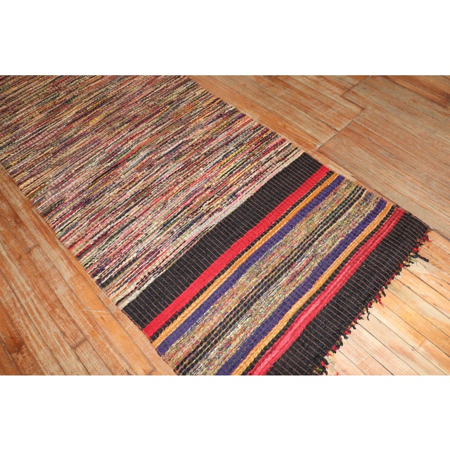 Early 20th Century Zabihi Collection Silk American Rag Runner - 3'4" x 9'4" For Sale - Image 4 of 11