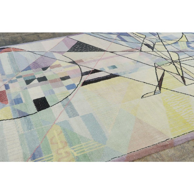 Rug & Kilim Vintage Italian Abstract Geometric Rug in Bright Pastel Tones - Rug & Kilim For Sale - Image 4 of 7