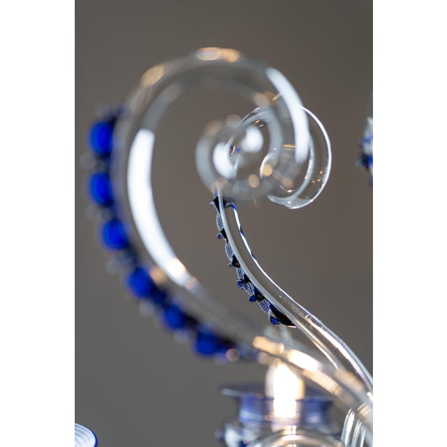 Art Deco Cobalt Blue Murano Glass Chandelier by Gino Cenedese for Cenedese, 1940s For Sale - Image 12 of 18