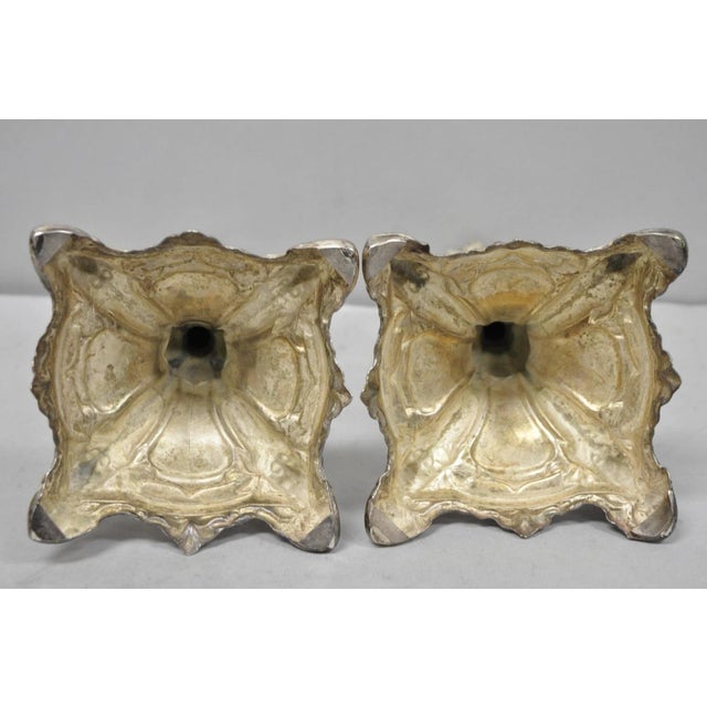 Antique Silver Plated Warsaw Imperial Russia 12" Candlestick Holders - A Pair For Sale - Image 15 of 16