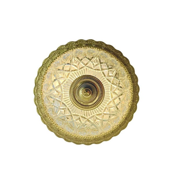 Brass and Cut Glass Flush Mount, 1960s For Sale - Image 4 of 12