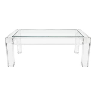 Vintage Lucite and Glass Coffee Table by Les Prismatiques For Sale