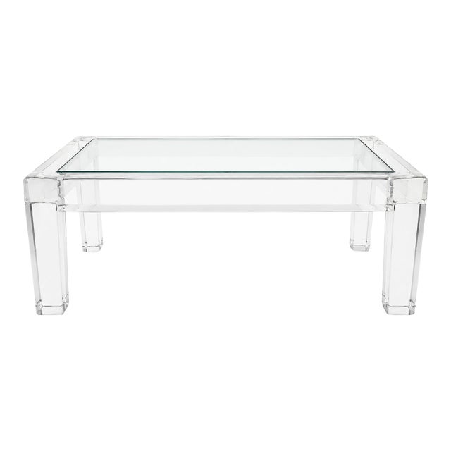 Vintage Lucite and Glass Coffee Table by Les Prismatiques For Sale