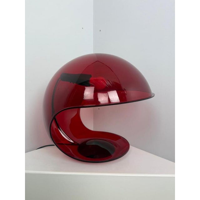 1960s Transparent Red Foglia Lamp attributed to Elio Martinelli for Martinelli Luce, 1960s For Sale - Image 5 of 18