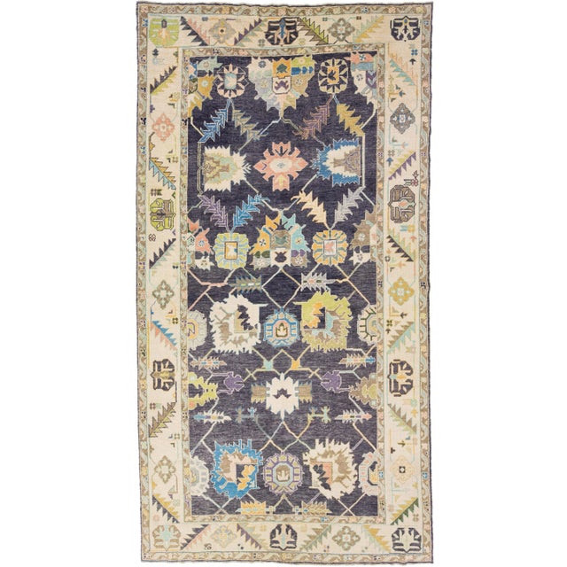 Modern Turkish Oushak Handmade Allover Motif Beige and Gray Wool Rug For Sale - Image 11 of 11