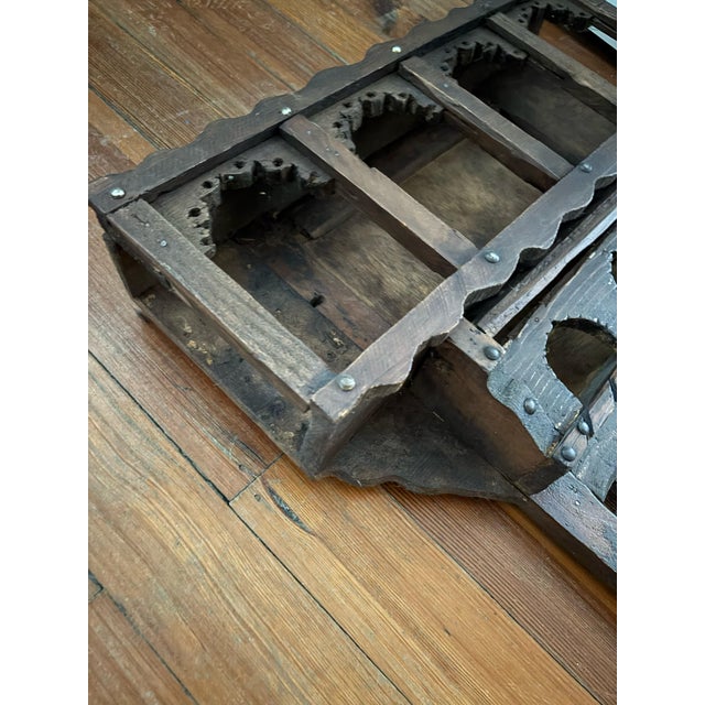 Wood Large Vintage Moroccan Mashrabiya Wall Shelf - Hand-Carved Architectural Statement For Sale - Image 7 of 12