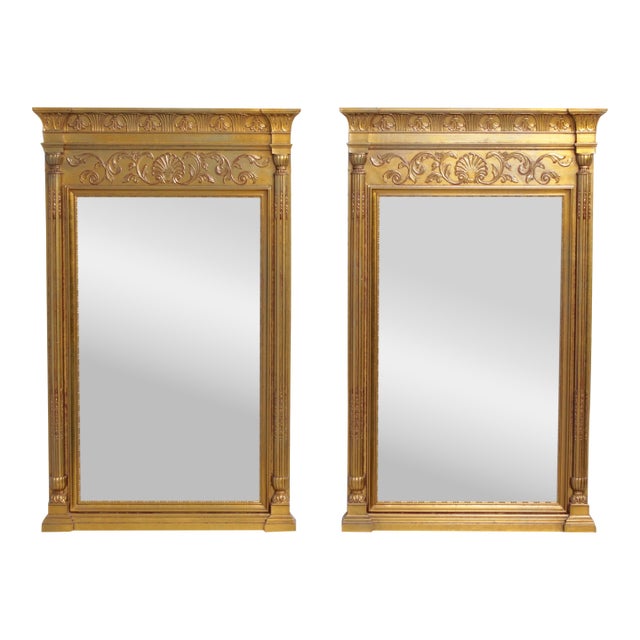Pair Neoclassical Style Gold Leaf Finish Mirrors For Sale