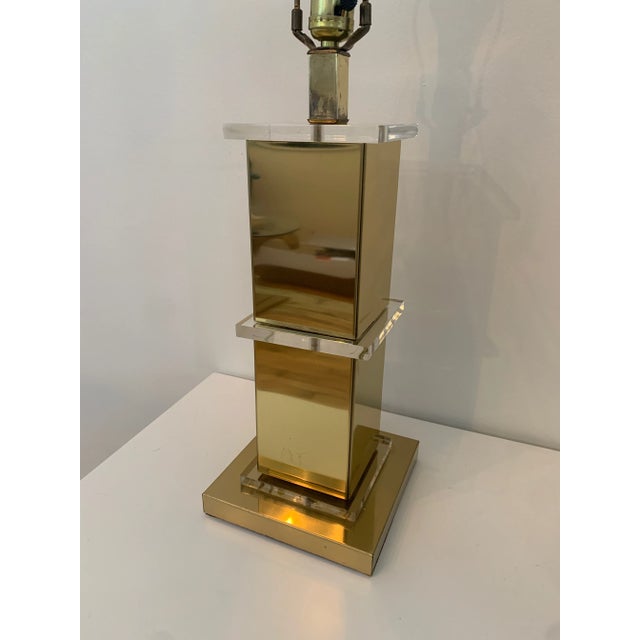Karl Springer Brass and Lucite Stacked Table Lamp Late 20th Century For Sale - Image 4 of 7