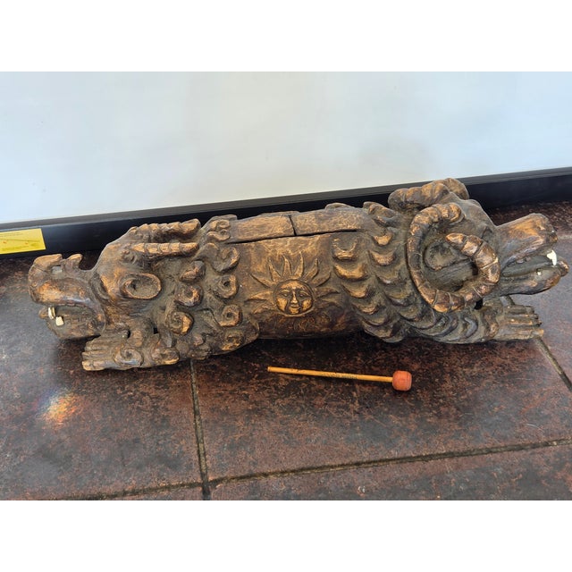 1950s 1950s Mexican Slit Drum Teponaztli Traditional Percussion Drum Hand Carved Art Aztec For Sale - Image 5 of 7