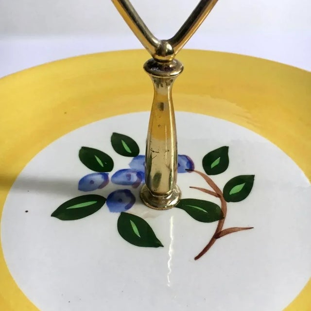 Metal 1950s Stangl Pottery "Blueberry" Handled Plate For Sale - Image 7 of 12