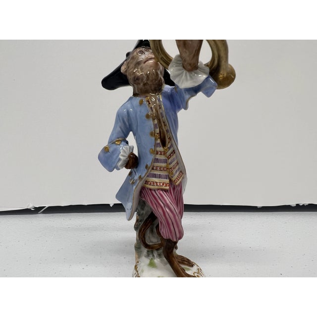 Ceramic 19th Century Meissen Monkey Band French Horn Player Member Figurine For Sale - Image 7 of 10