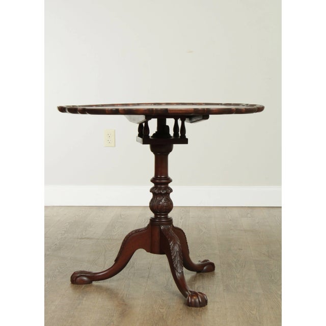 1940s Chippendale Style Vintage Custom Mahogany Tilt Top Pie Crust Table For Sale - Image 5 of 13