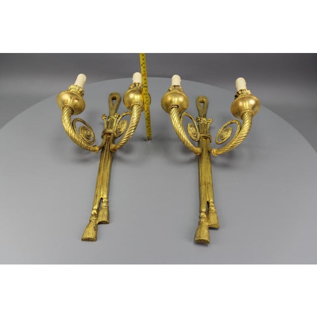 Louis XVI French Two-Arm Ribbon, Knot and Tassel Sconces, 1910s, Set of 2 For Sale - Image 18 of 18