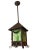 Traditional Iron Hanging Lantern With Stained Glass For Sale - Image 3 of 3