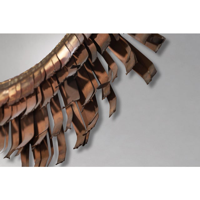 Mid-Century Modern Brutalist Eyelash Copper Mirror by Curtis Jere, Signe For Sale - Image 12 of 14
