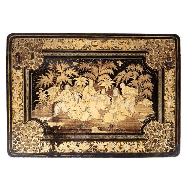 Nest of Four Chinese Export Lacquer Tables For Sale - Image 9 of 11