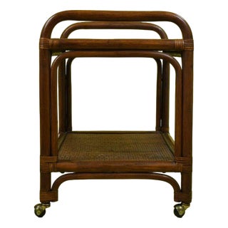 Rattan and Cane Bar Cart For Sale