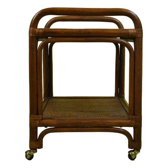 Rattan and Cane Bar Cart For Sale
