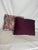 Pair of gorgeous dual-sided floral pillows. The solid plum side has a subtle swirling pattern, while the multicolored...